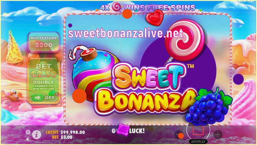 Catch the multiplier and get big wins in the slot Sweet Bonanza pictured.