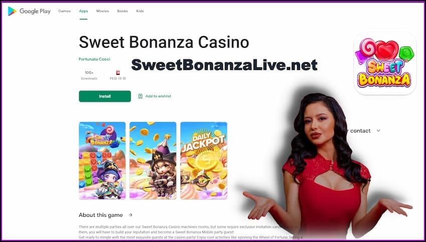Download the mobile version of the casino and play Sweet Bonanza Candyland is in this image.