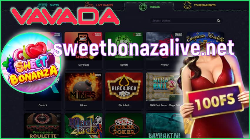 Get 100 free spins for signing up in the casino VAVADA in this image.!