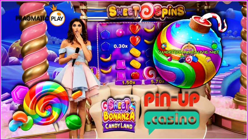 Predvajaj Sweet Bonanza Candyland v spletni igralnici in zaslužite bonuse je na tej sliki.