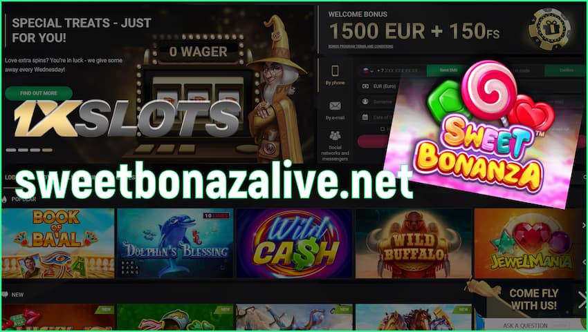 Play Free Sweet Bonanza slot, created by Pragmatic Play in the casino 1xSLOTS is in this image!