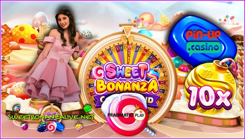 Snurr inn lykkehjulet Sweet Bonanza Candyland på et live casino. er på dette bildet