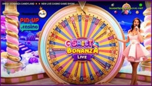 Spin the wheel of fortune in the new game Sweet Bonanza CandyLand is in this image!