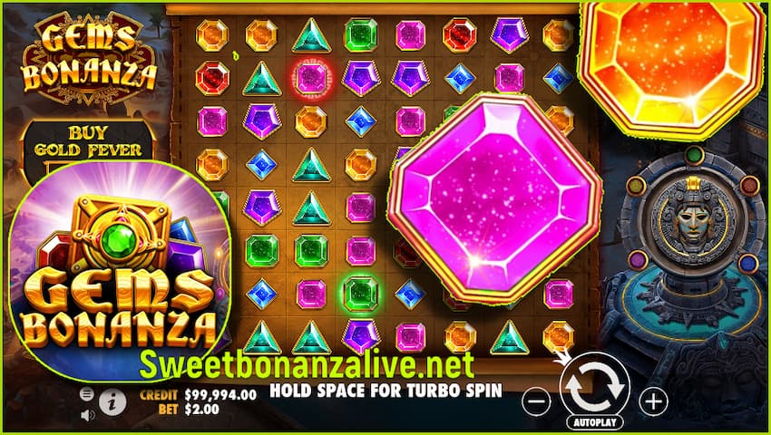 A review of the Gems Bonanza slot machine in this image.