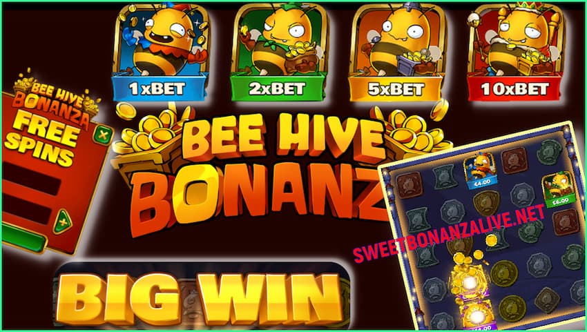 Bee Hive Bonanza (slotų tiekėjas NetEnt) Šiame paveikslėlyje.