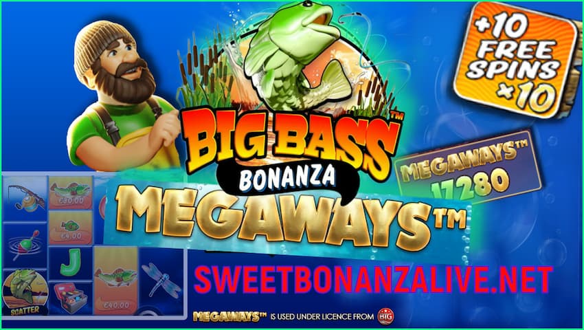 Big Bass Bonanza Megaways (Iho ẹrọ olupese Reel Kingdom) ninu aworan yii.