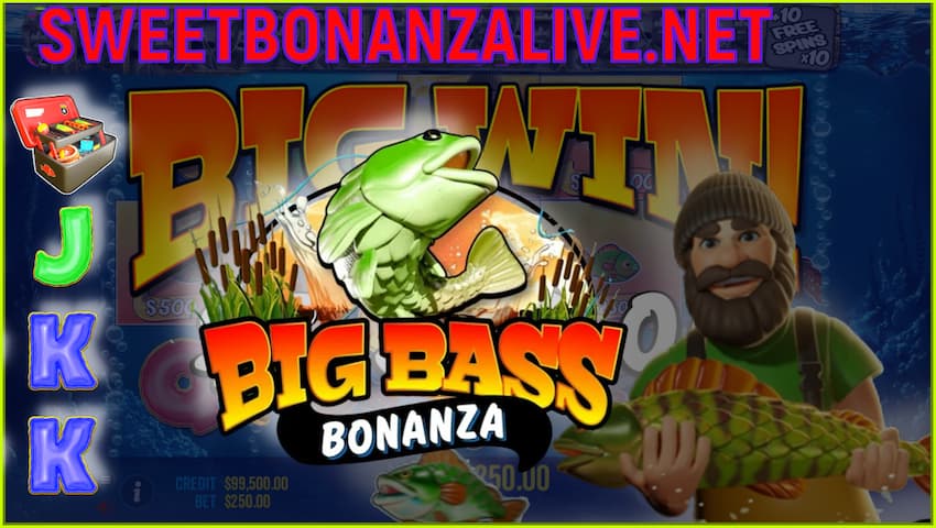 Bigger Bass Bonanza (slotų tiekėjas Reel Kingdom) Šiame paveikslėlyje.