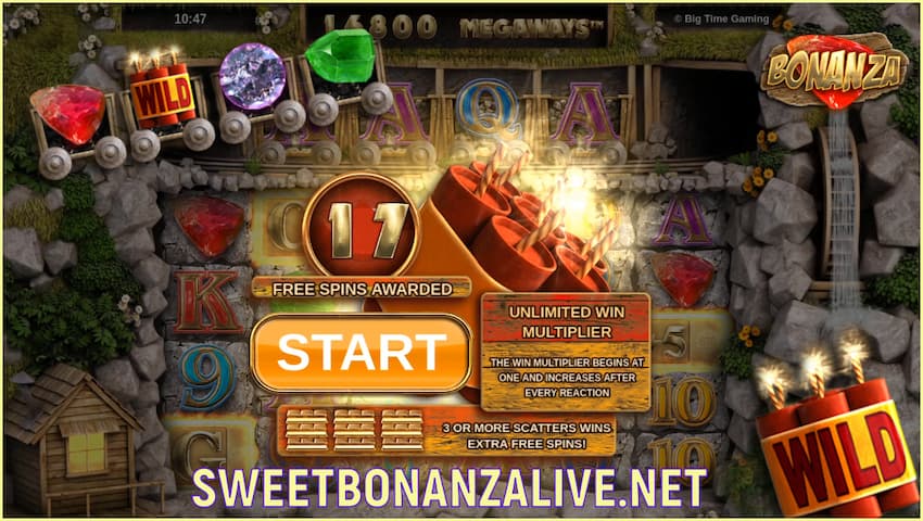 This image shows the free spins bonus game in Bonanza slot.