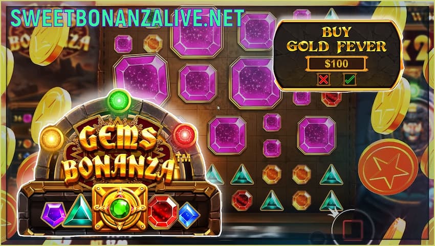 Gems Bonanza (kazino lošimo automatų tiekėjas Pragmatic Play) Šiame paveikslėlyje.