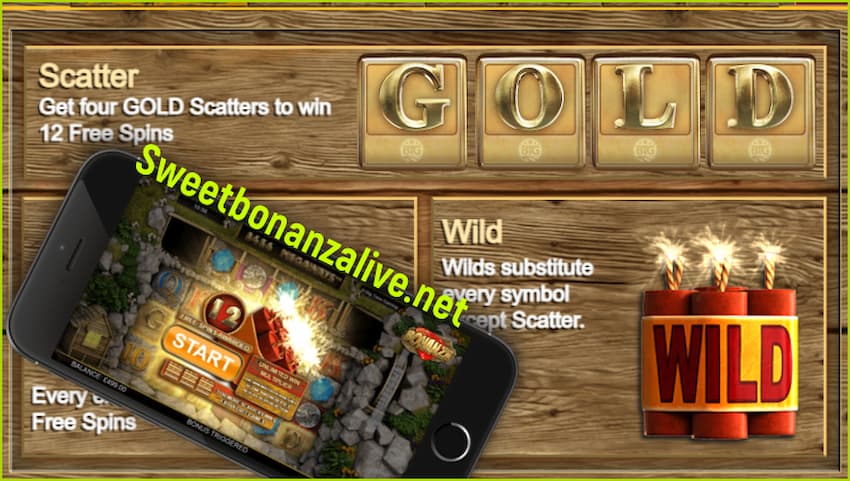 Get four GOLD Scatters to win 12 free spins in the slot Bonanza Megaways is in this image.