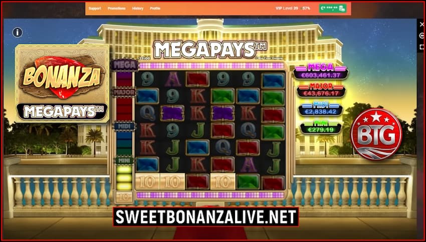Mega jackpot in new Bonanza Megapays slot from Big Time Bonanza provider in this image.