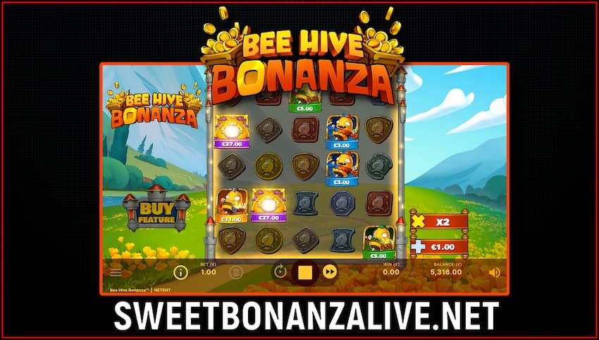 Play the Bee Hive Bonanza Now and Win Big! in this image