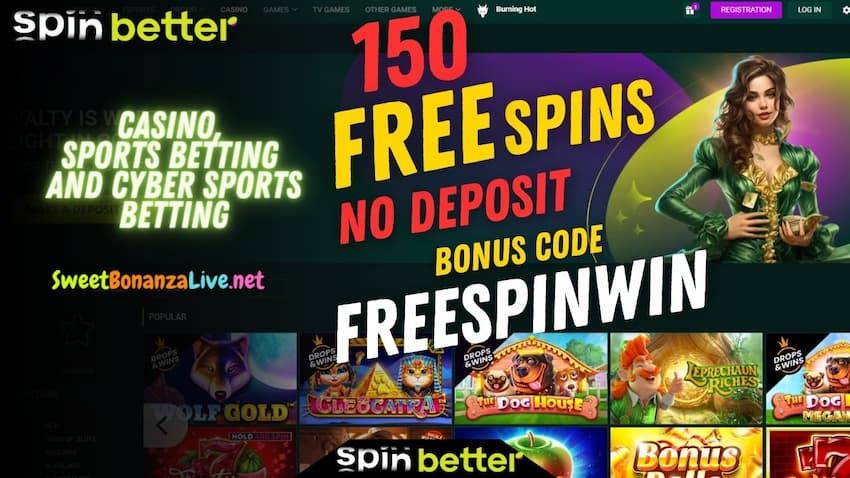 150 free spins wit no deposit are in this image.