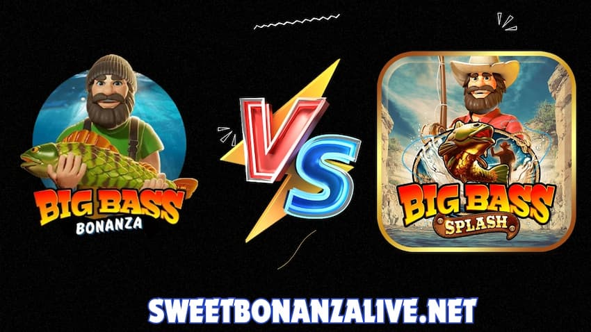 The logos for comparing Reel Kindom's Big Bass Splash and Big Bass Bonanza slots are pictured.