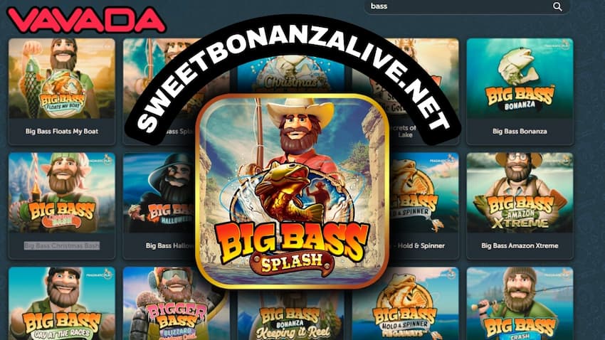 Reel Kindom's Big Bass Splash slot logos on the background of VAVADA Casino is pictured.