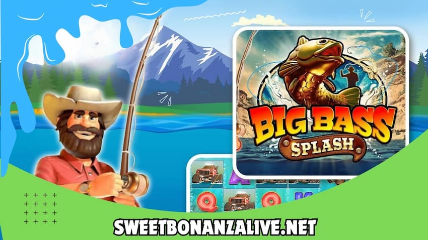 The fisherman and logo of Big Bass Splash slot from provider Pragmatic Play can be seen in the photo.