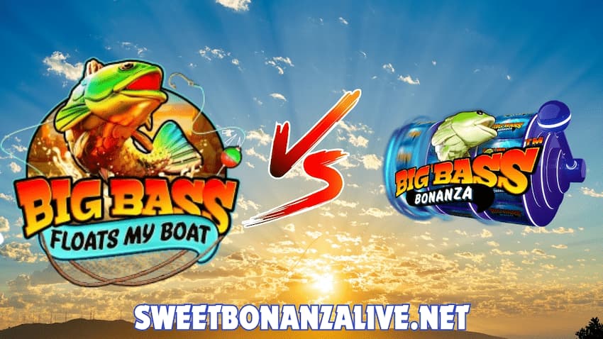The logos of the new Big Bass Float My Boat slot machine from Reel Kingdom and the Big Bass Bonanza slot from provider Pragmatic Play are shown in this image.
